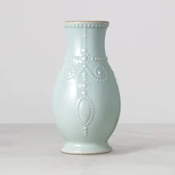 French Perle Ice Blue Fluted Vase
