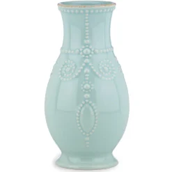 French Perle Ice Blue Fluted Vase