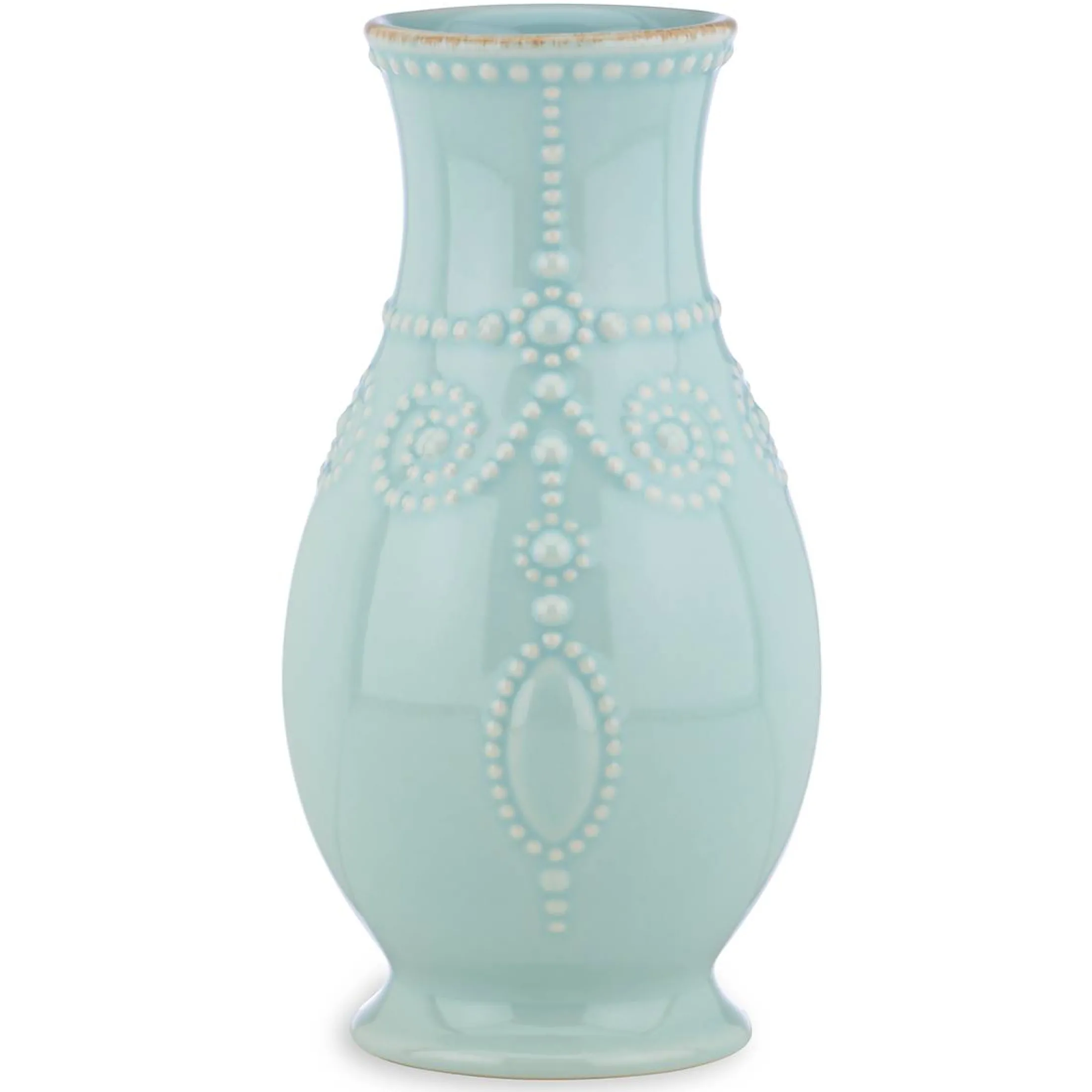 French Perle Ice Blue Fluted Vase
