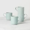 French Perle Scallop Ice Blue Mugs, Set of 4