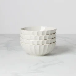 French Perle Scallop White All-Purpose Bowls, Set of 4