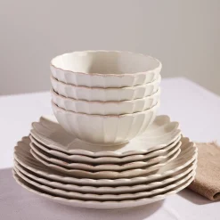 French Perle Scallop White All-Purpose Bowls, Set of 4