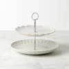 French Perle Scallop White 2-Tier Server