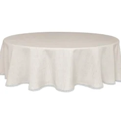 French Perle Solid Natural 70x70 Round Tablecloth