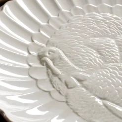 French Perle White Carved Turkey Platter