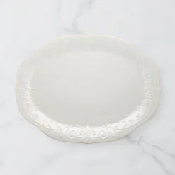 French Perle White Oval Serving Platter