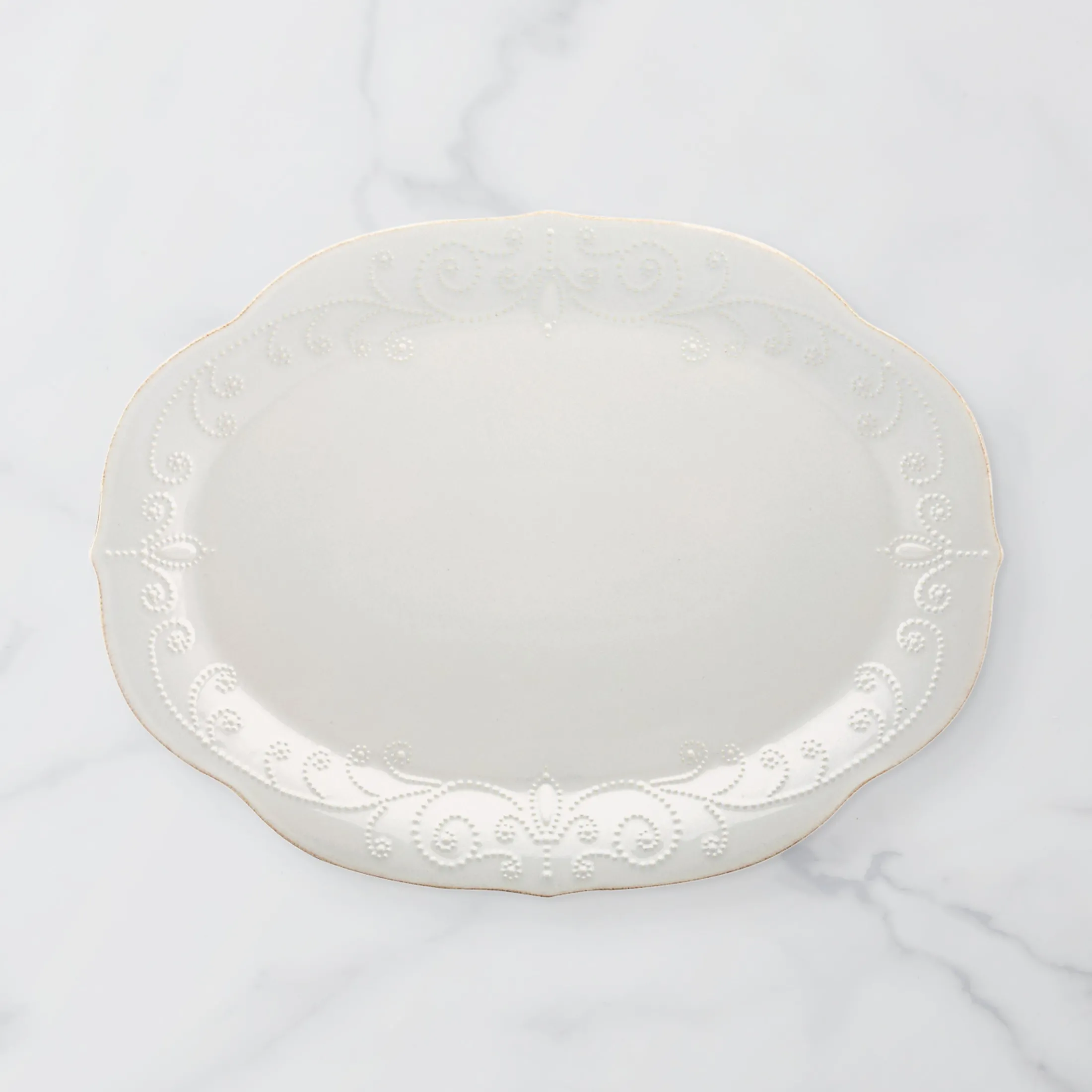 French Perle White Oval Serving Platter