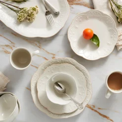 French Perle White 12-Piece Dinnerware Set