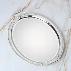 Gallery Oval Silverplate Tray with Handles