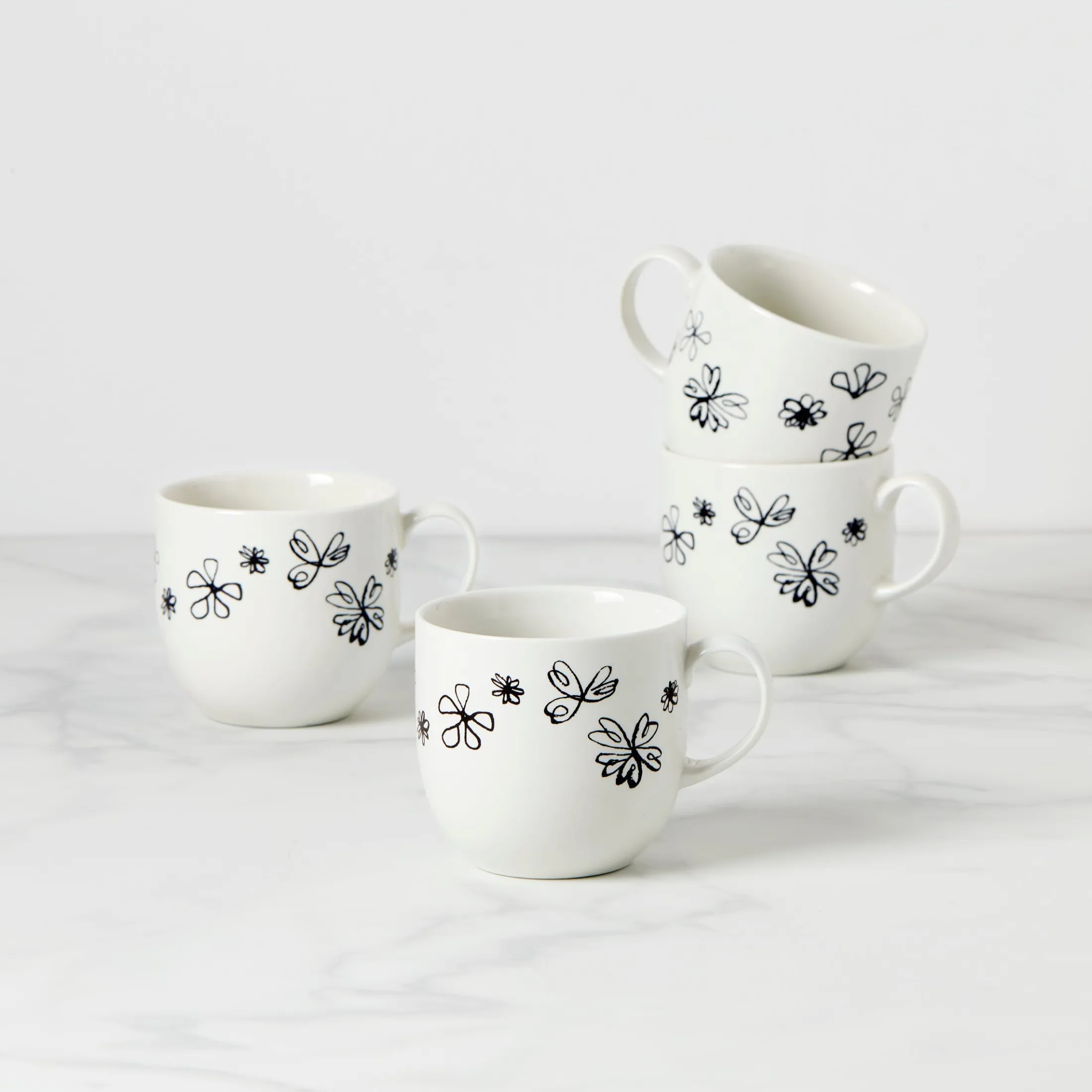 Garden Doodle Mugs, Set of 4