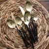 Gaze Black Champagne Satin 20-Piece Flatware Set