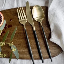 Gaze Black Champagne Satin 20-Piece Flatware Set