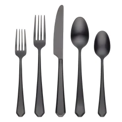 Geo Black Satin 20-Piece Flatware Set