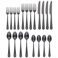 Geo Black Satin 20-Piece Flatware Set