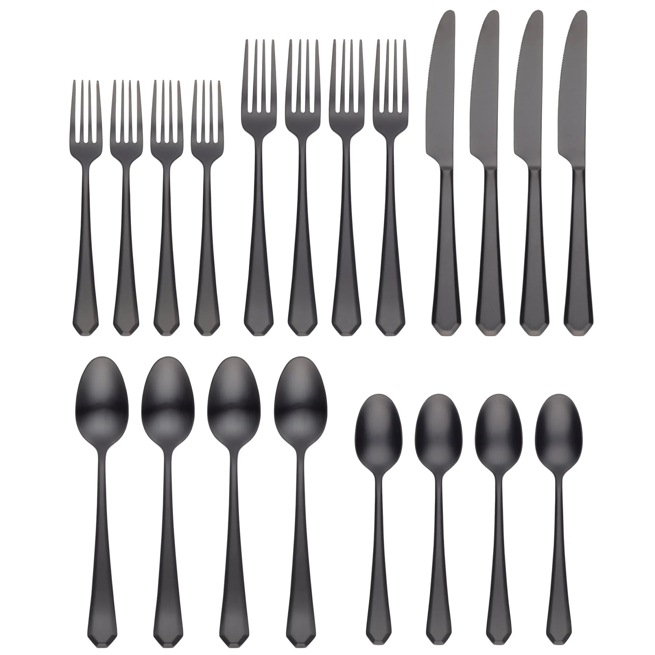 Geo Black Satin 20-Piece Flatware Set