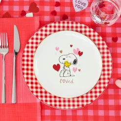 Gingham Red Dinner Plates, Set of 4