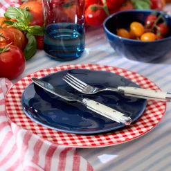 Gingham Red Dinner Plates, Set of 4