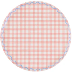 Gingham Reusable Large Plates, Set of 6