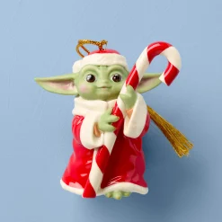 Grogu with Candy Cane Ornament