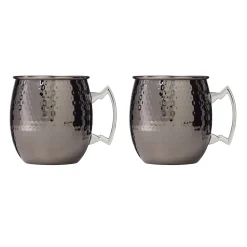 Hammered Black Moscow Mule Mugs, Set of 2