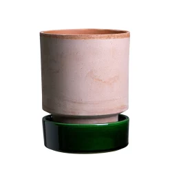 Hoff Raw Rosa & Glazed Emerald Green 8cm Pots, Set of 2