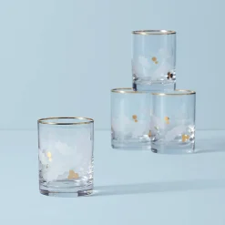Holiday Gold Double Old-Fashioned Glasses, Set of 4