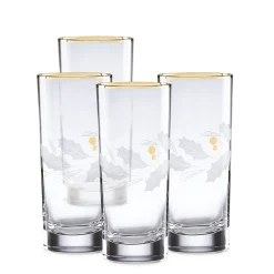 Holiday Gold Highball Glasses, Set of 4