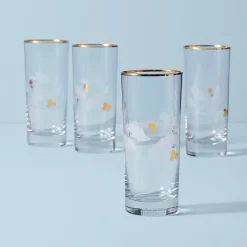 Holiday Gold Highball Glasses, Set of 4
