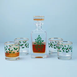 Holiday 5-Piece Decanter & Whiskey Glass Set