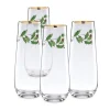 Holiday Stemless Flute Glasses, Set of 4