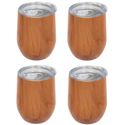 Insulated Woodgrain Wine Tumblers, Set of 4