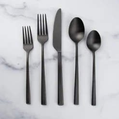 Isobel Black Satin 20-Piece Flatware Set