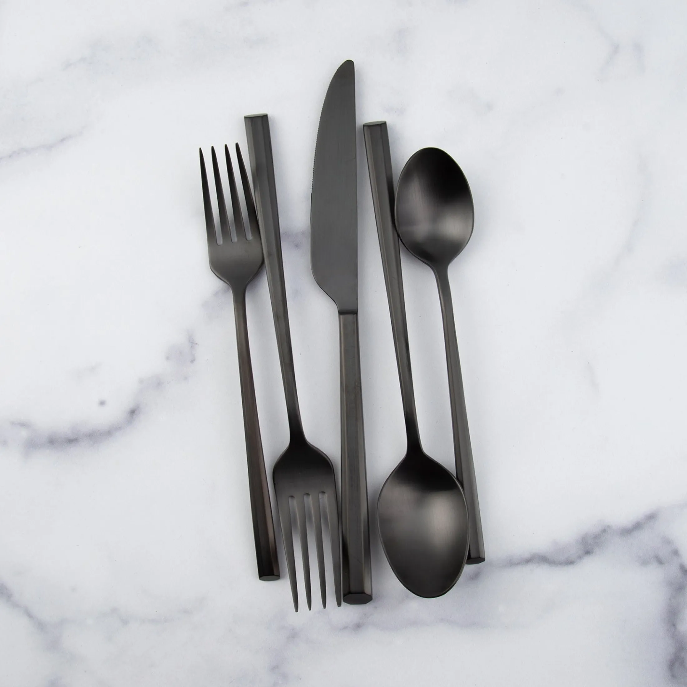 Isobel Black Satin 20-Piece Flatware Set