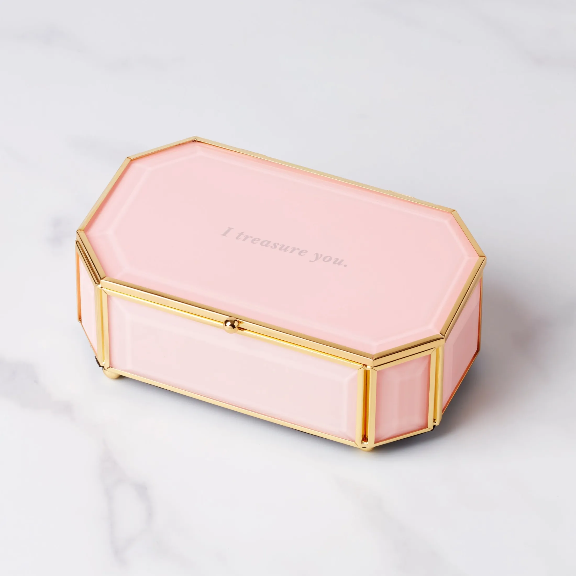 "I Treasure You" Pink Jewelry Box