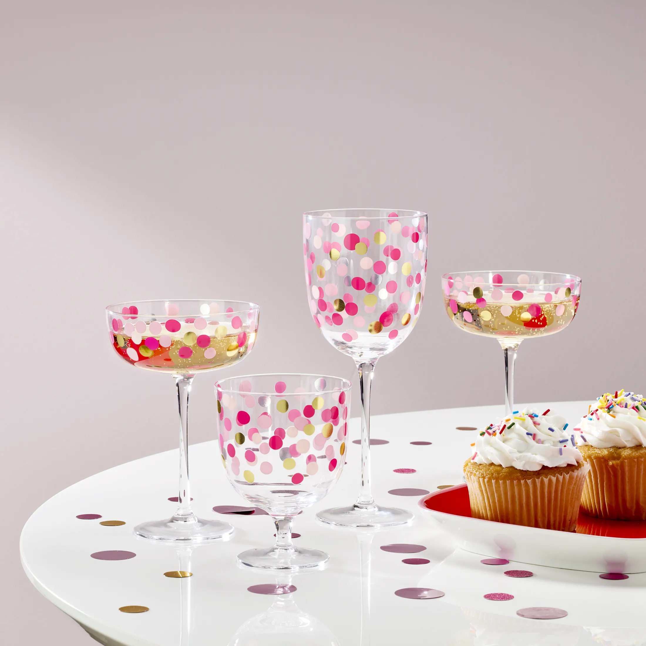 It's Raining Confetti Wine Glasses, Set of 4