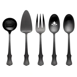 James Street Black Satin 5-Piece Hostess Set