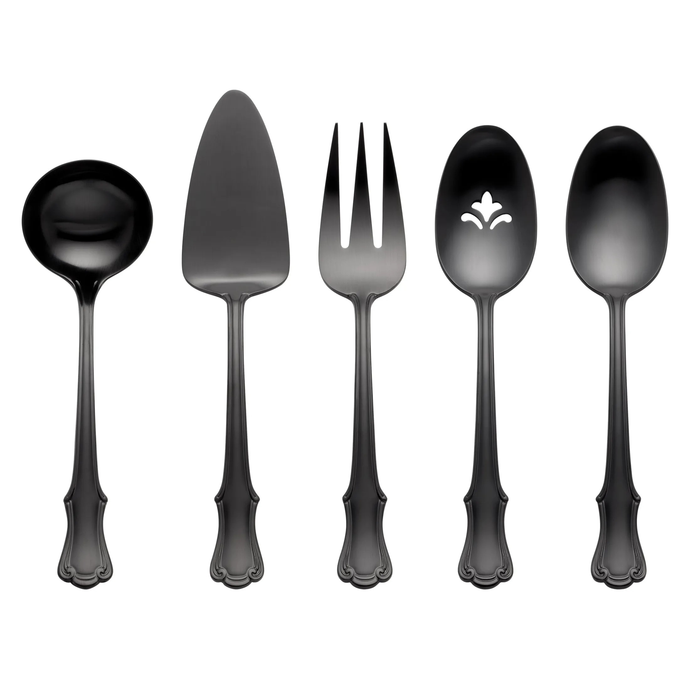 James Street Black Satin 5-Piece Hostess Set