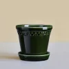 Kobenhavner Glazed Emerald Green 16cm Pot with Saucer