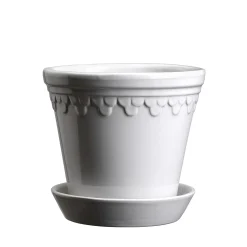 Kobenhavner Glazed Mineral White 16cm Pot with Saucer