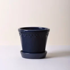 Kobenhavner Glazed Sapphire Blue 16cm Pot with Saucer
