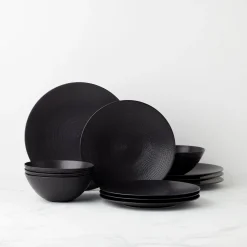 LX Collective Black 12-Piece Dinnerware Set