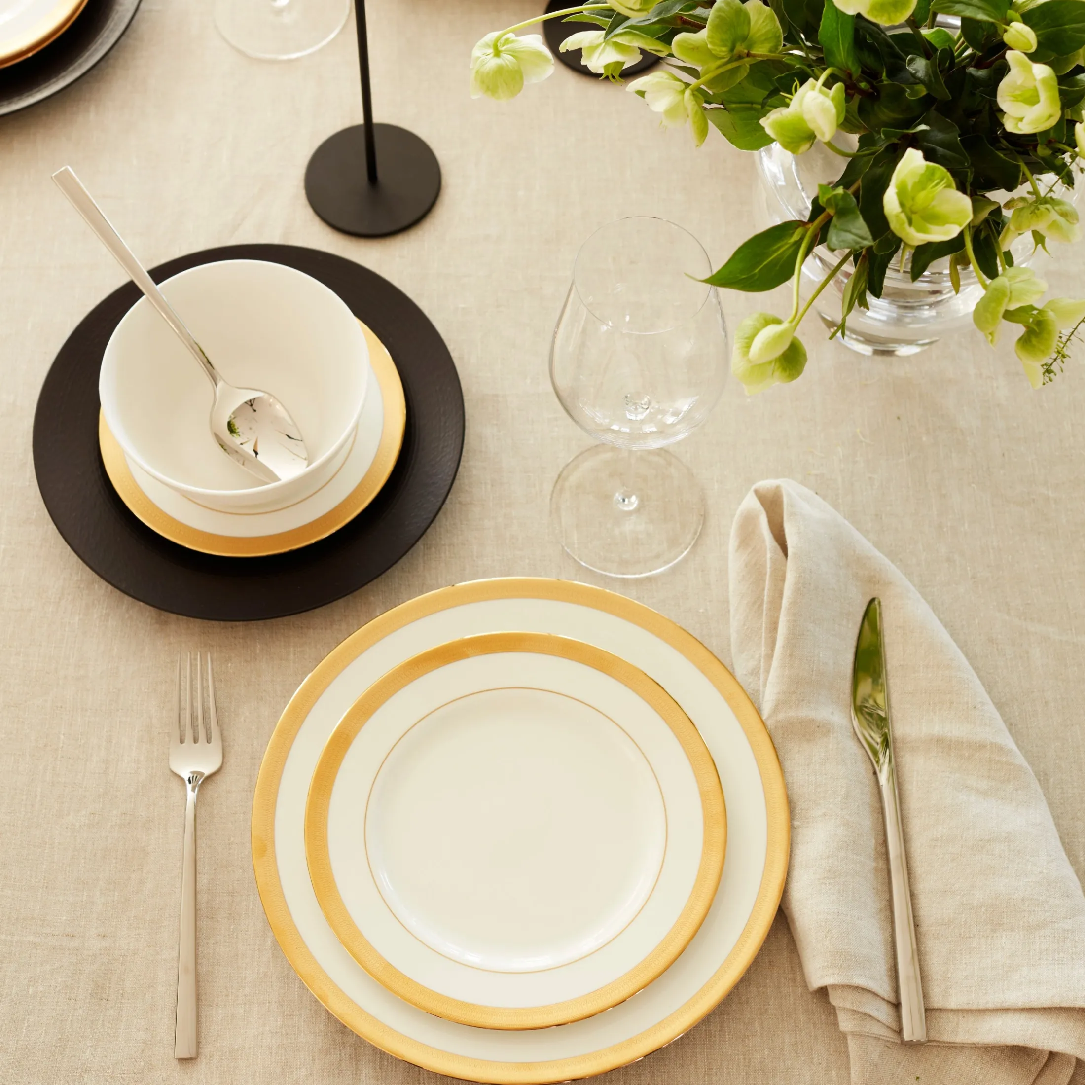 LX Collective Black 12-Piece Dinnerware Set