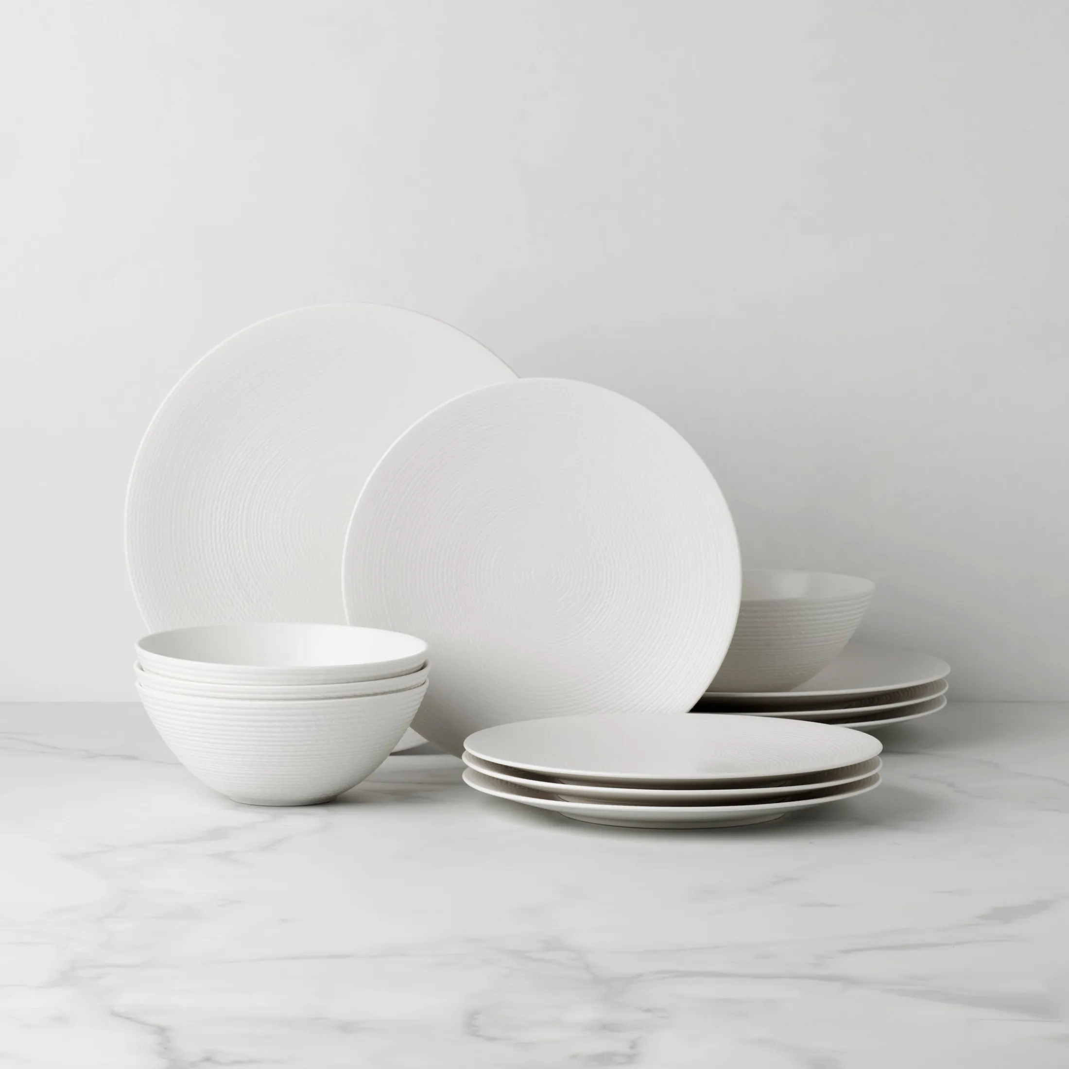 LX Collective White 12-Piece Dinnerware Set