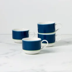 Make It Pop Navy & Green Mugs, Set of 4