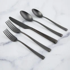 Marlise Black Satin 20-Piece Flatware Set