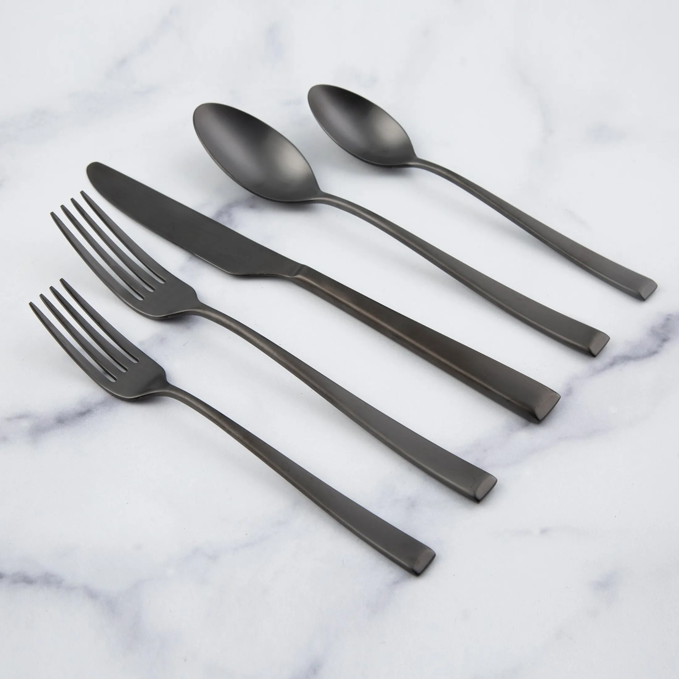 Marlise Black Satin 20-Piece Flatware Set