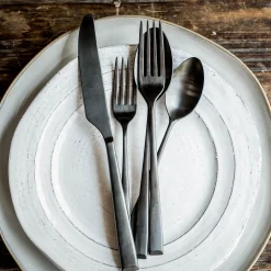Marlise Black Satin 20-Piece Flatware Set