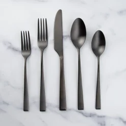 Marlise Black Satin 20-Piece Flatware Set