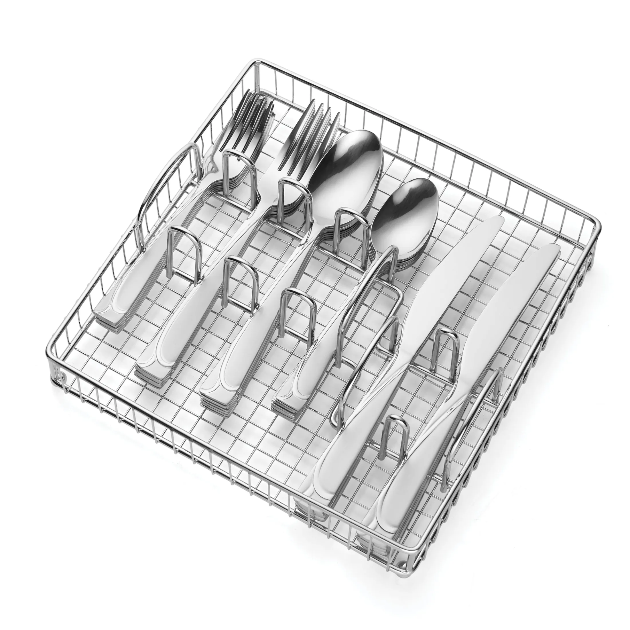 Mena Frost 40-Piece Flatware Set with Chrome Caddy