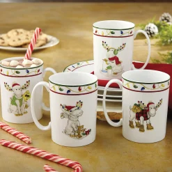 Merry Marcel Moose Mugs, Set of 4